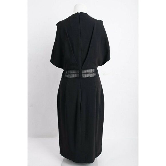 Genny Women Black Lurex Sheath Dress Embroidered US 8 IT 44 Crepe Party Cocktail - Picture 4 of 8